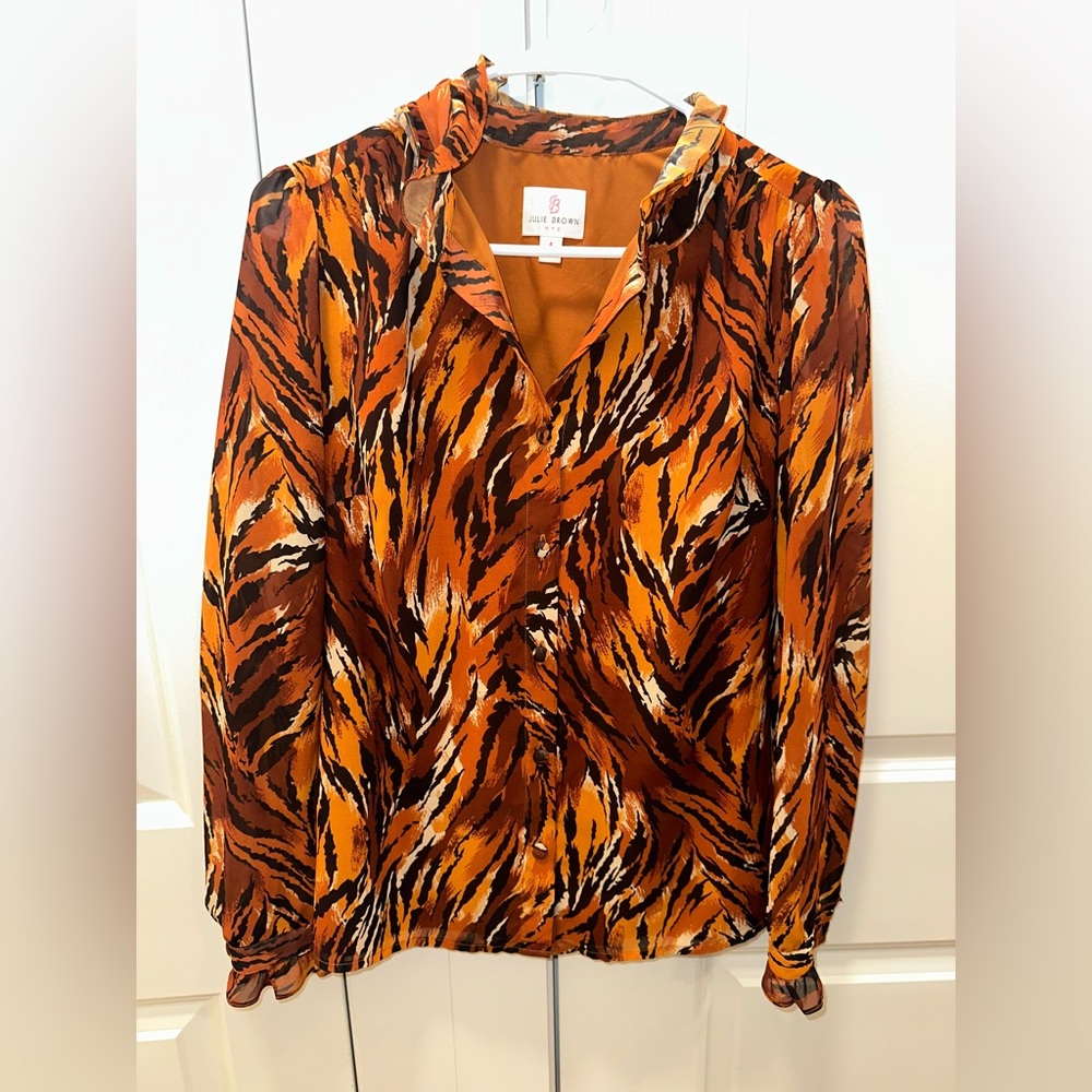 Julie Brown NYC Tiger Print Long Sleeve Blouse